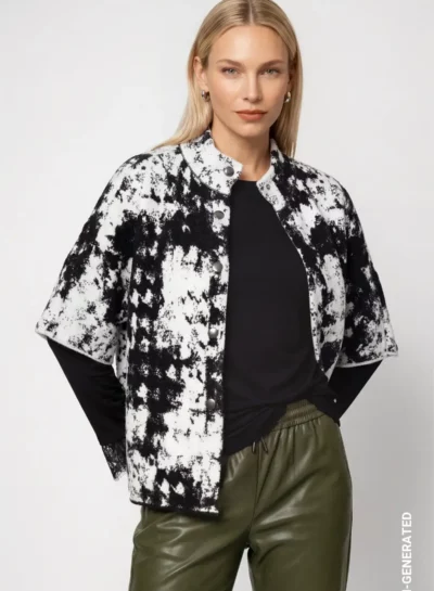 Gebreide cape met jacquardpatroon