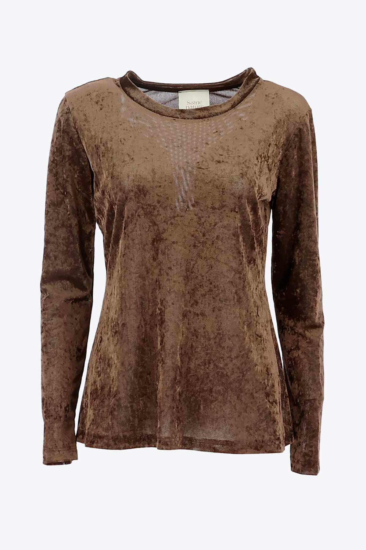 Fluwelen T-shirt met ronde hals - Afbeelding 4