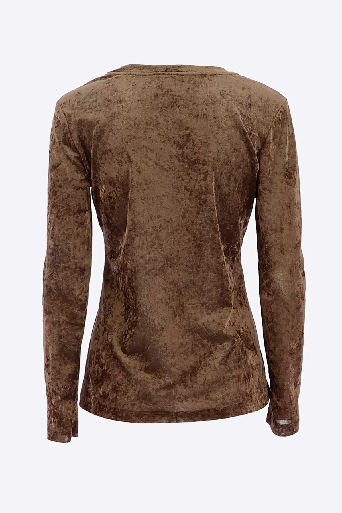 Fluwelen T-shirt met ronde hals - Afbeelding 5