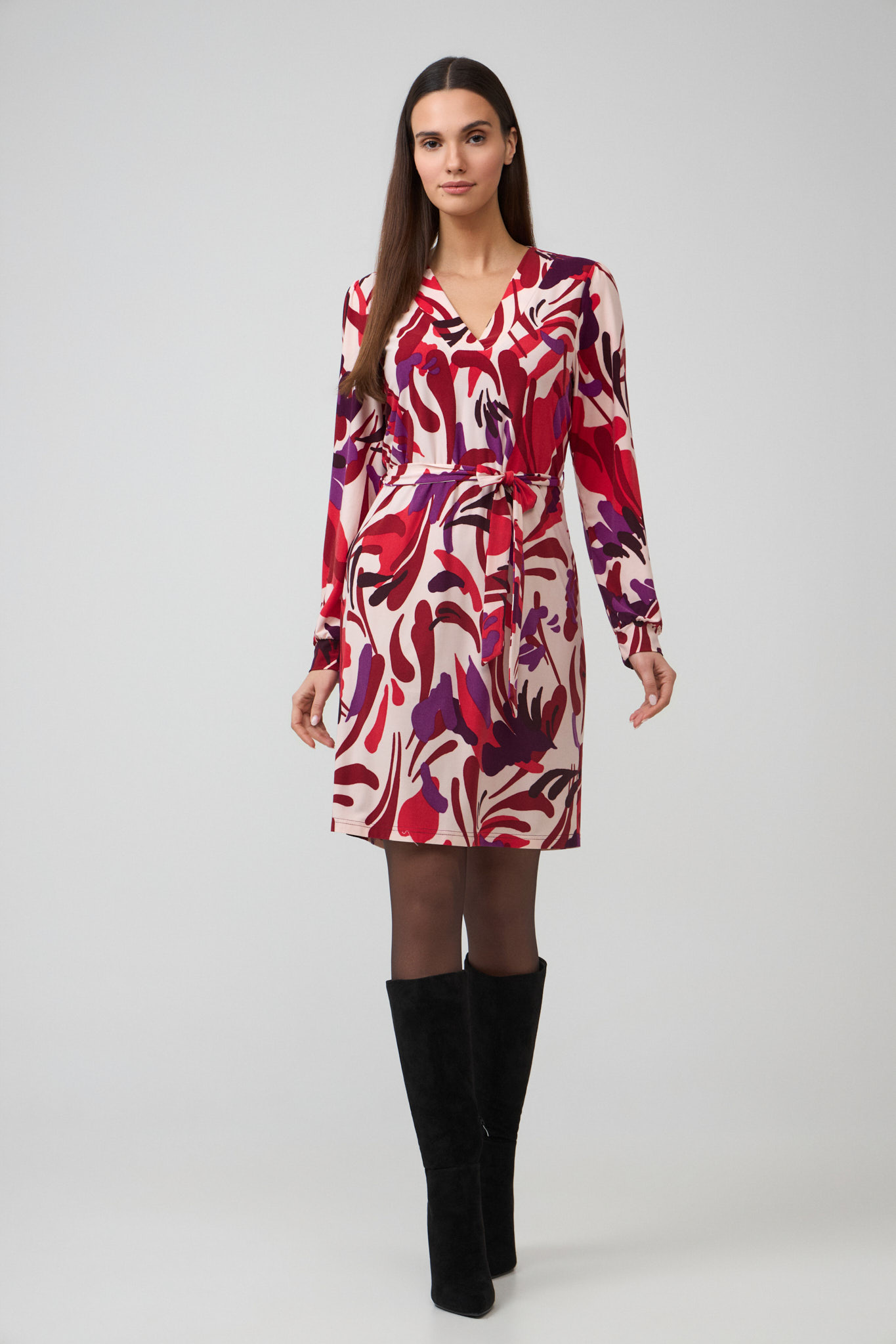 Jurk met V-hals en print batida