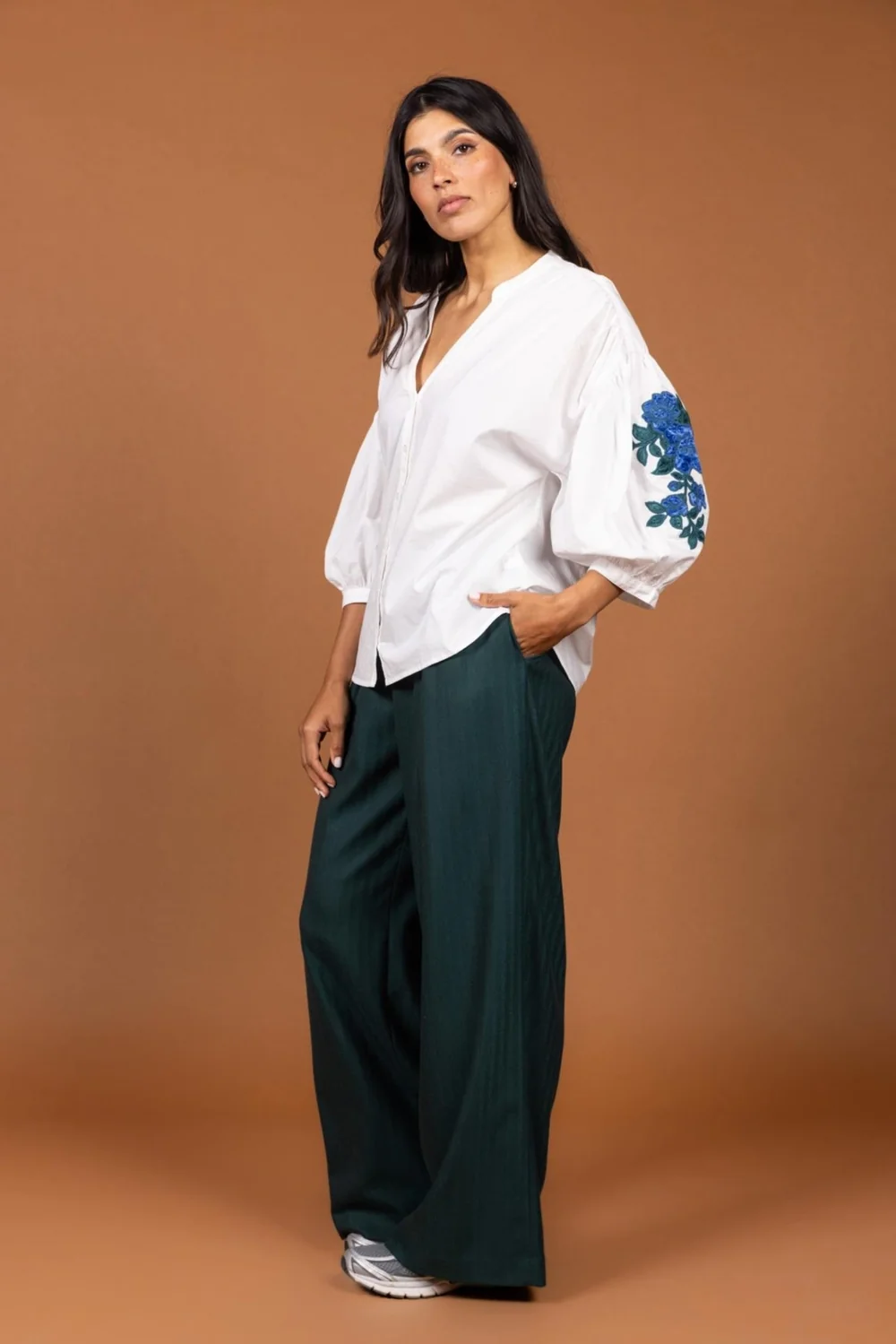 Blouse in popeline met broderie - Afbeelding 2
