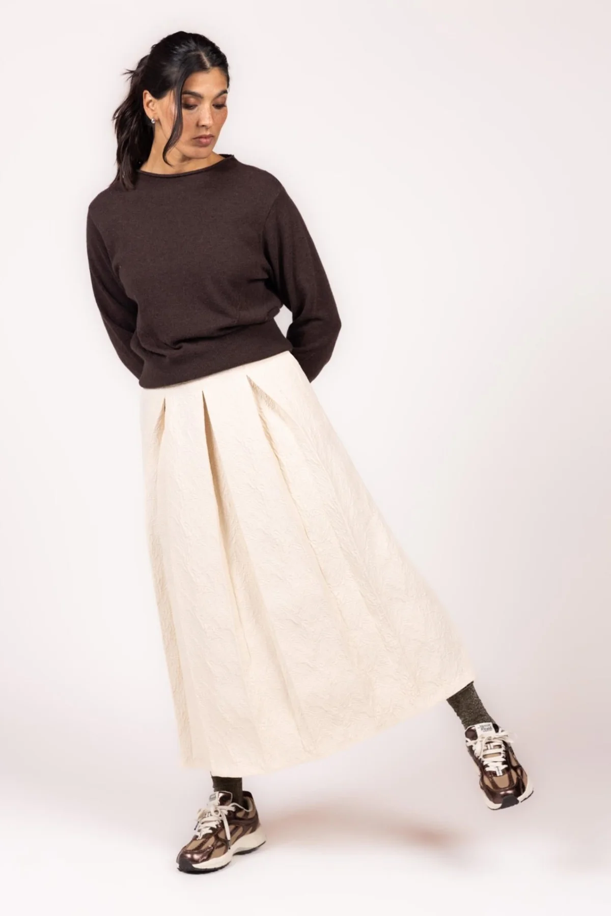 Ecru statement rok in jacquardstof - Afbeelding 5