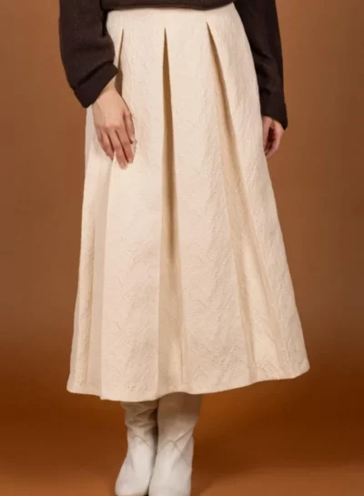Ecru statement rok in jacquardstof