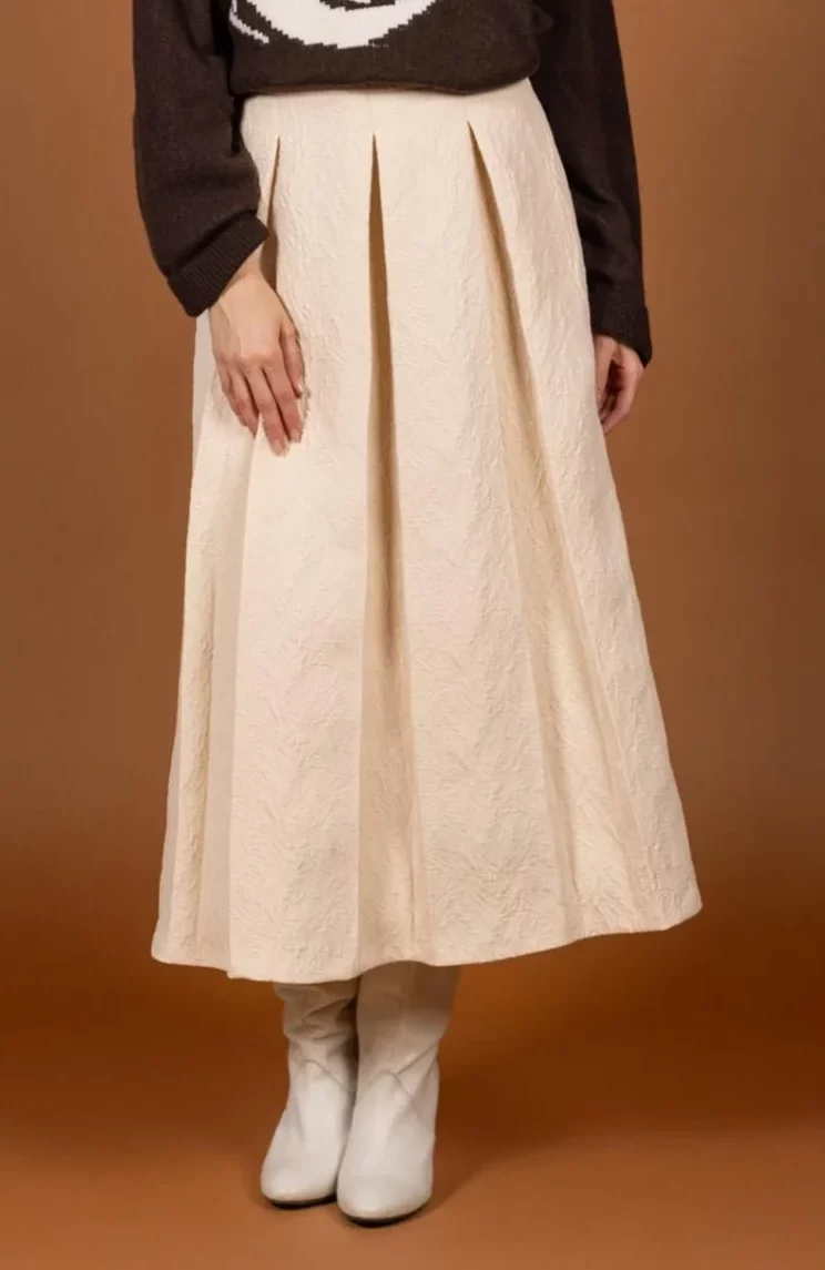 Ecru statement rok in jacquardstof four roses