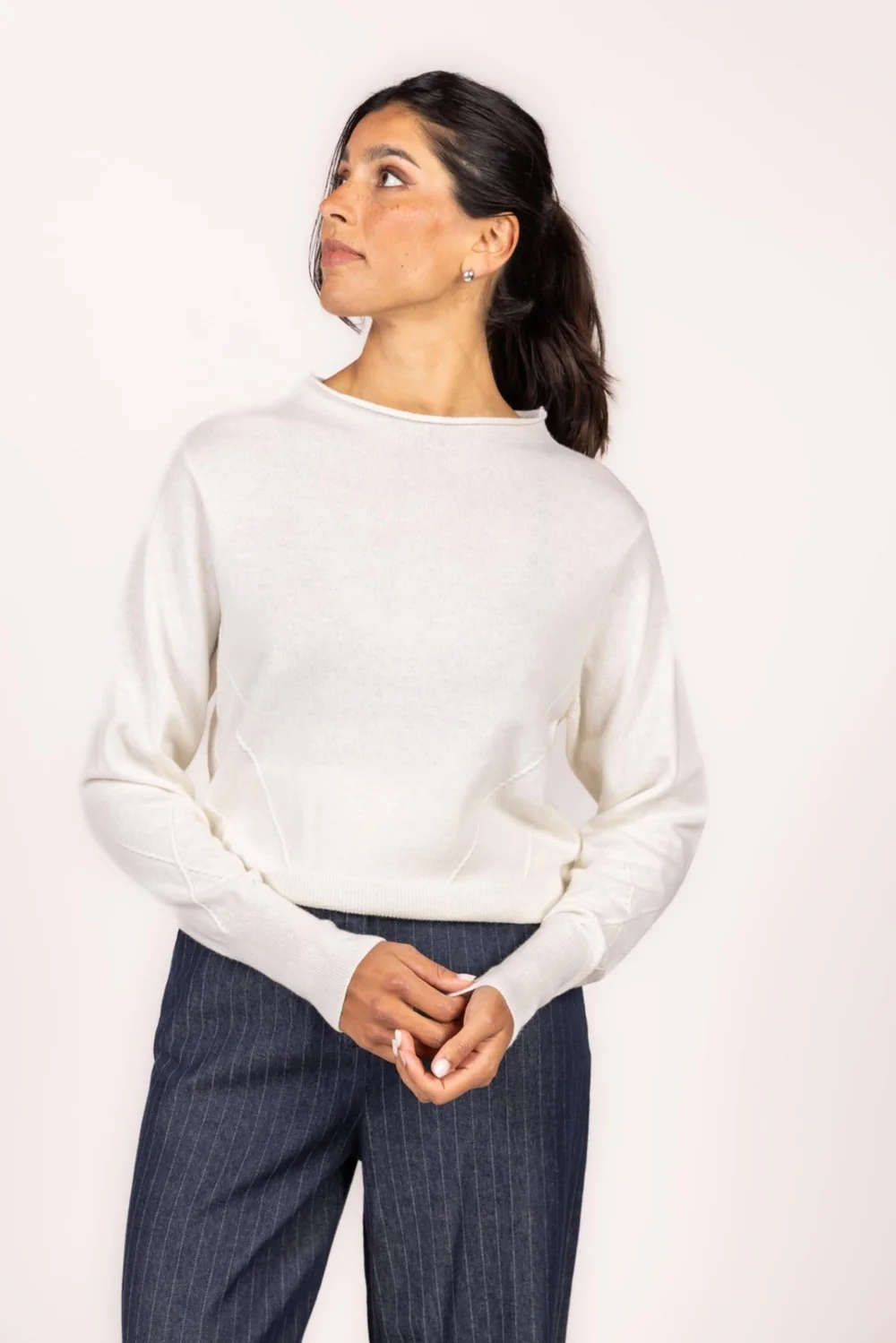 Gebreide trui in mix van cashmere en viscose - Afbeelding 2