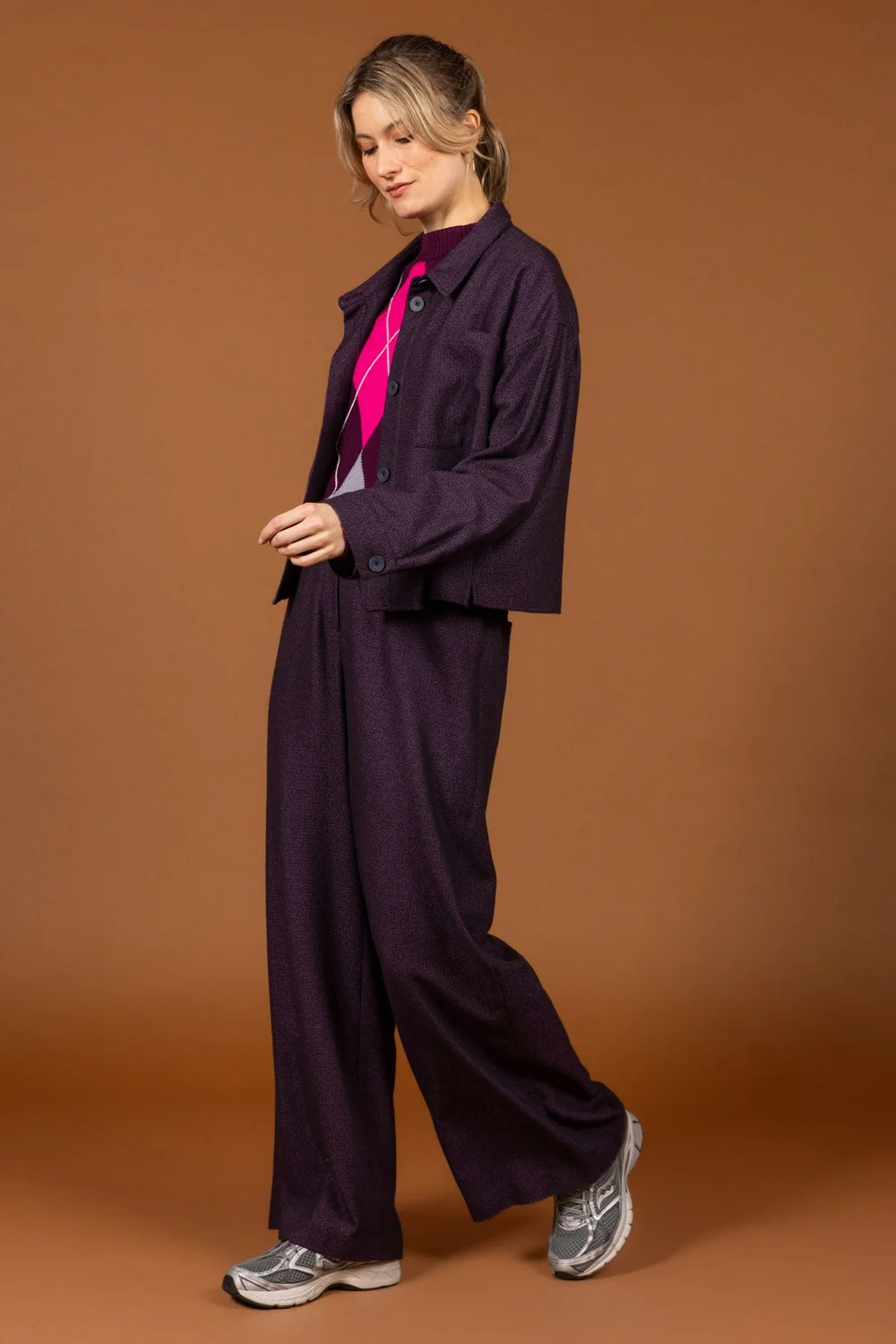 Wijde broek met sportieve look in viscose - Afbeelding 2