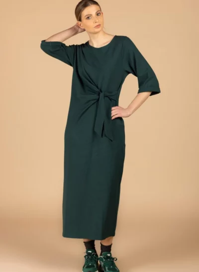 Midi-jurk met strikdetail