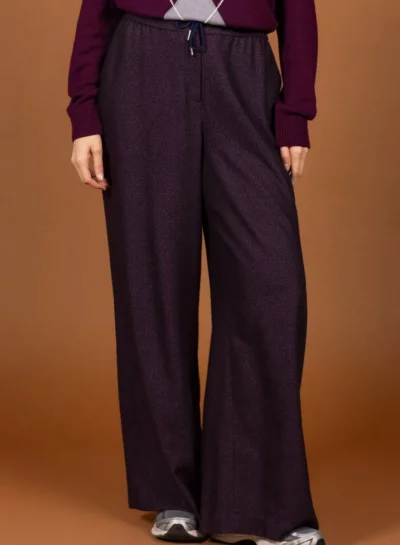 Wijde broek met sportieve look in viscose
