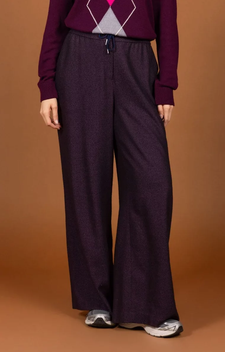 Wijde broek met sportieve look in viscose