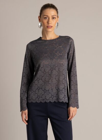 Kanten longsleeve met lange mouwen