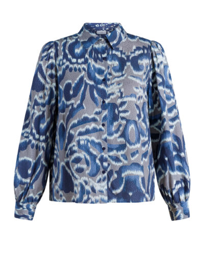 Blouse met blauwe print