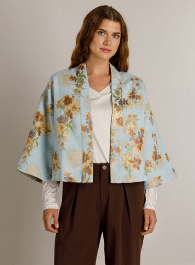 Kimono met bloemrijk jacquarddessin