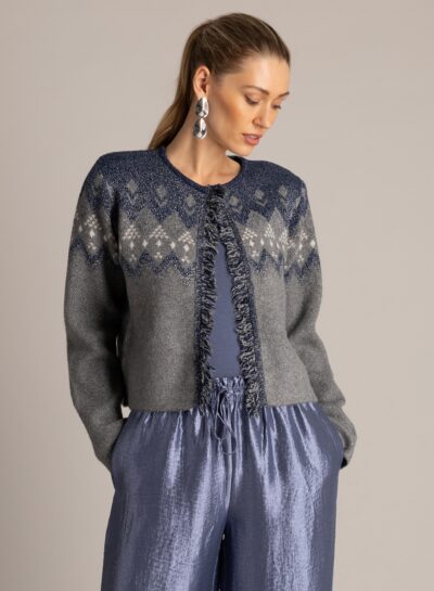 Openvallend jacquard vest met lurex