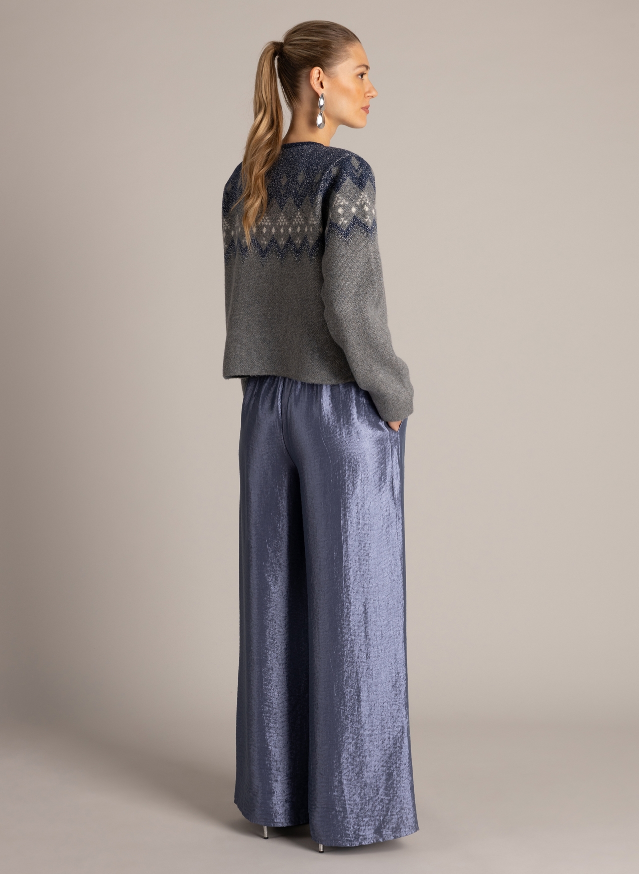 Openvallend jacquard vest met lurex - Afbeelding 3