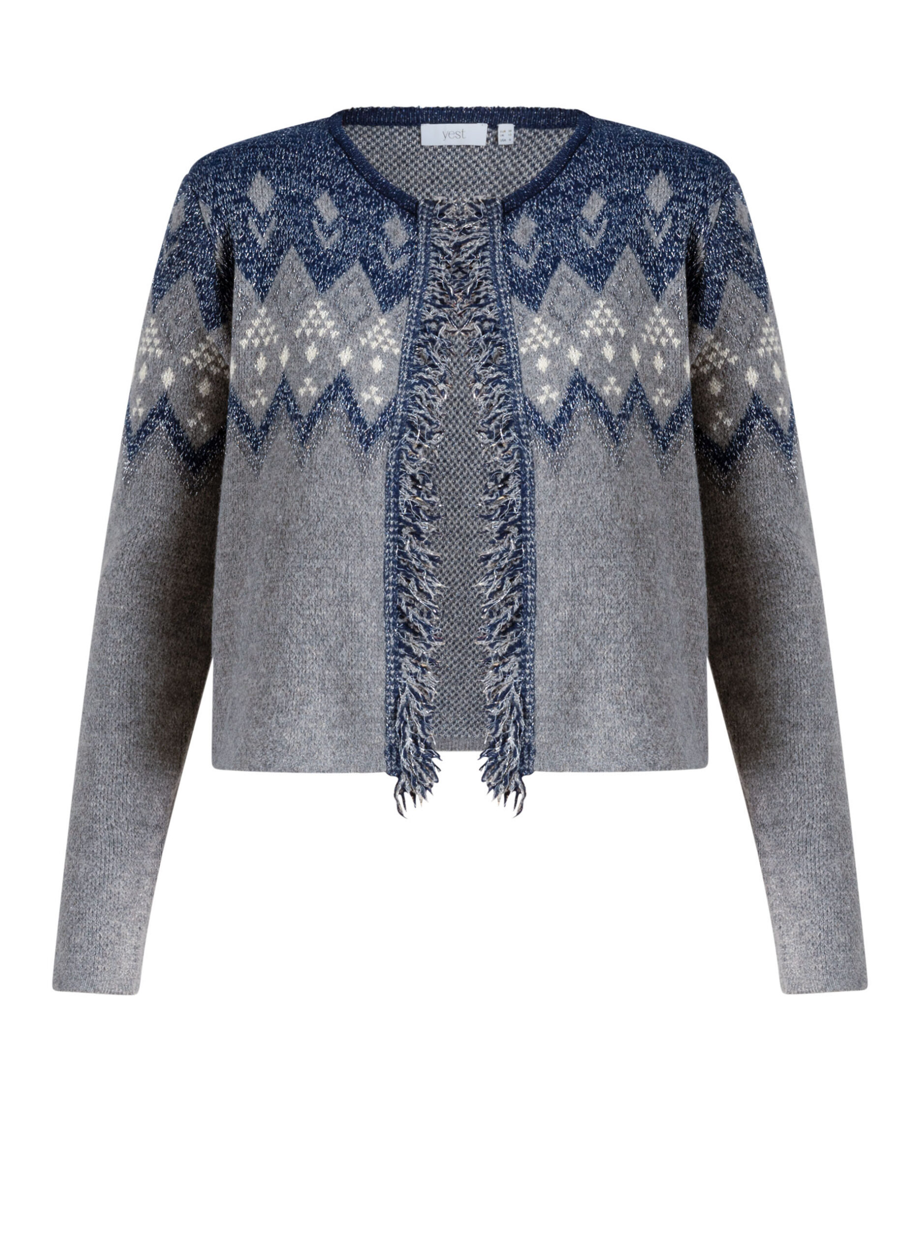 Openvallend jacquard vest met lurex - Afbeelding 5
