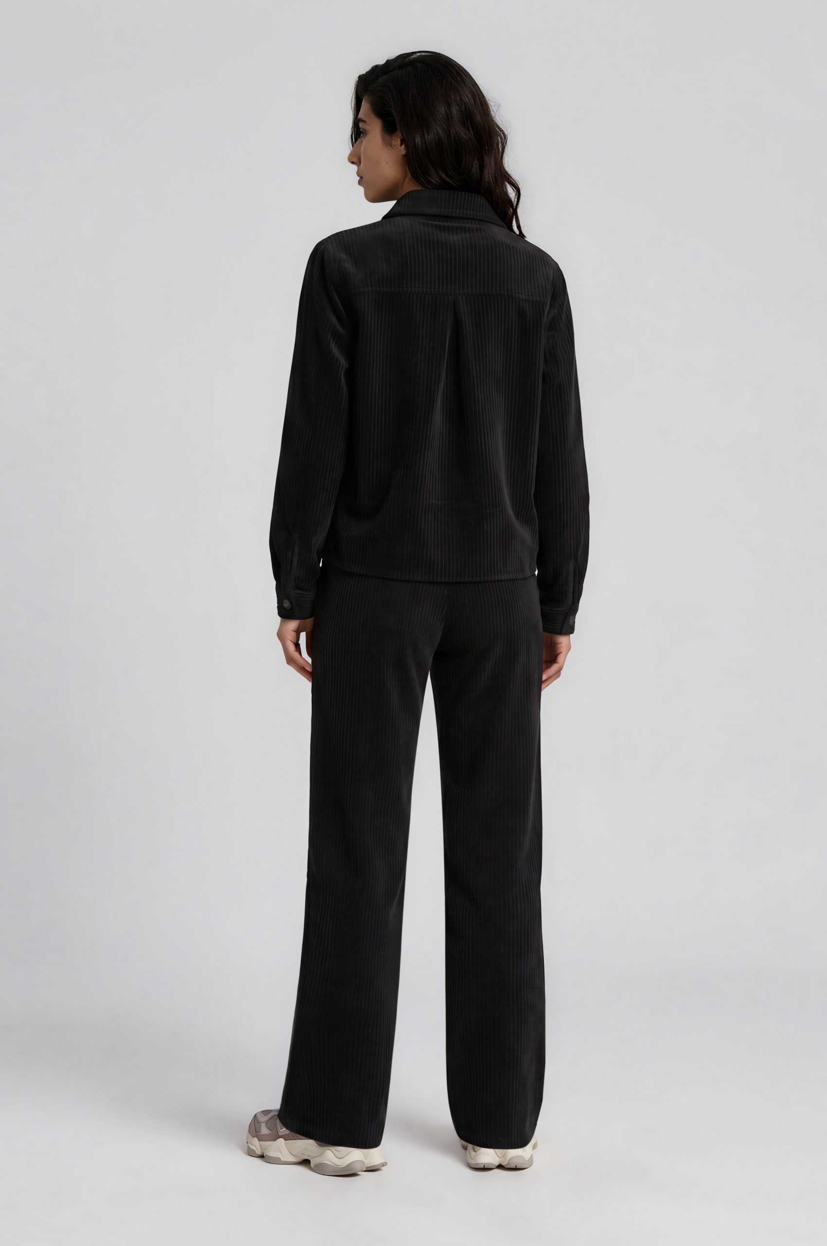 Ribfluwelen broek met brede pijpen - Afbeelding 3