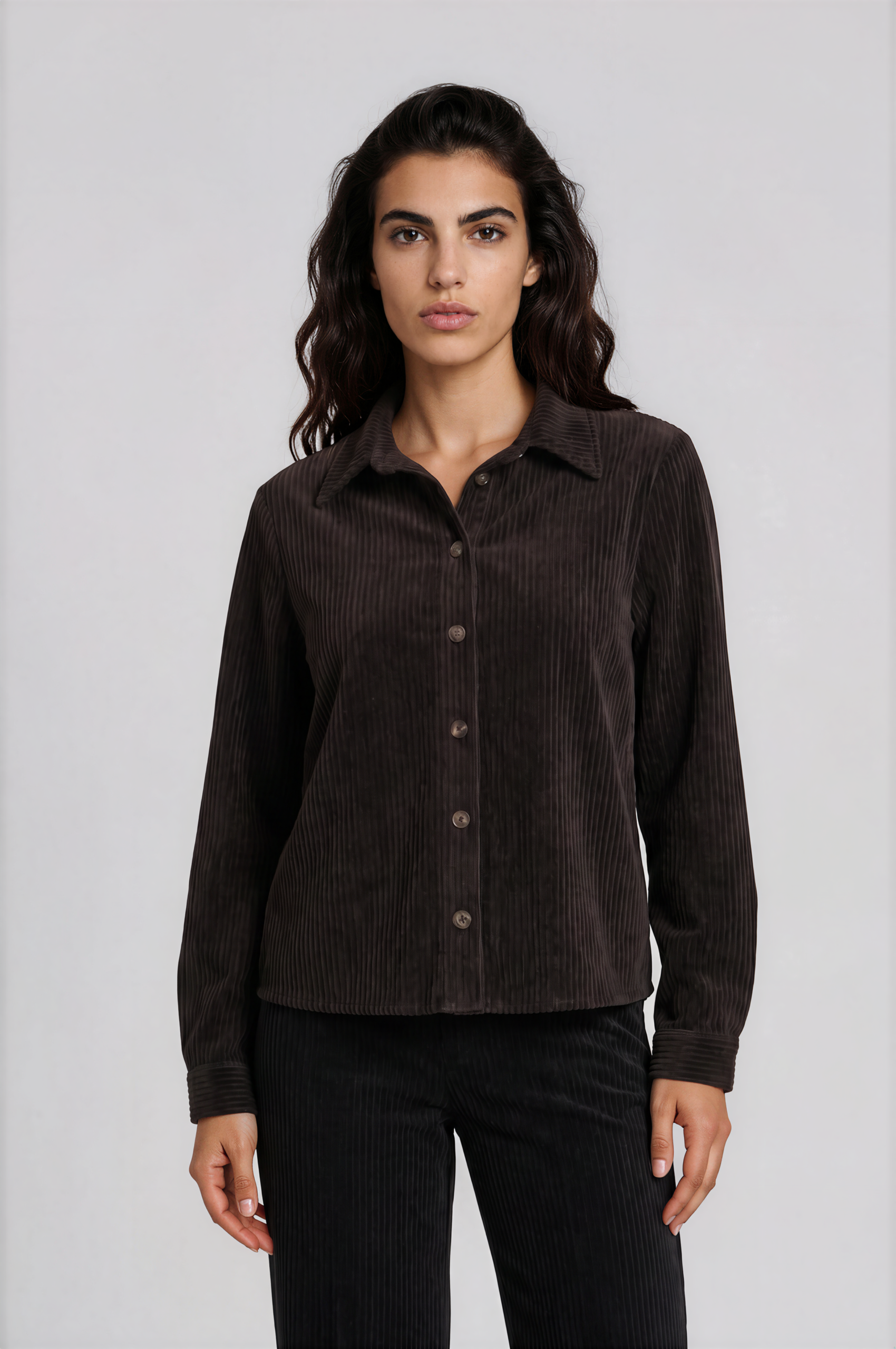 Ribfluwelen blouse met kraag milano italy