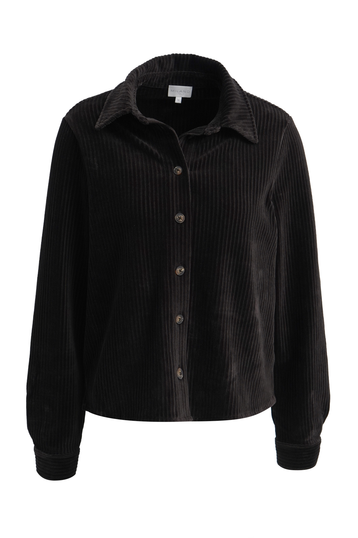 Ribfluwelen blouse met kraag - Afbeelding 5