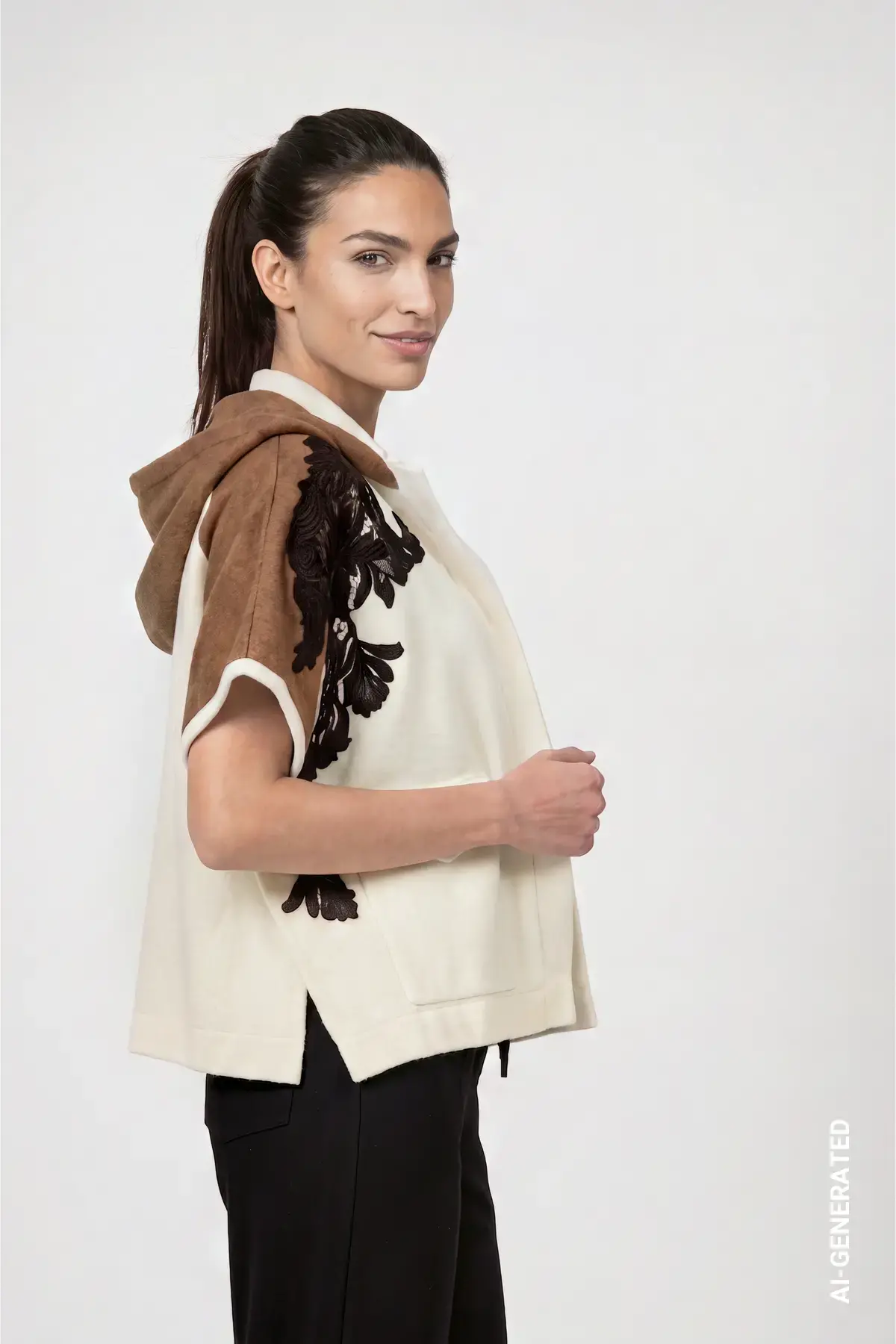 Gebreide cape met kant - Afbeelding 4