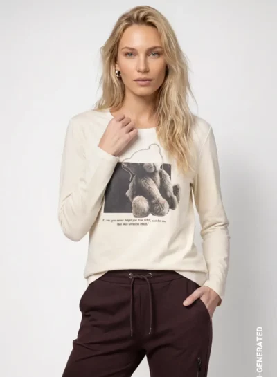 Shirt met lange mouwen en teddyprint