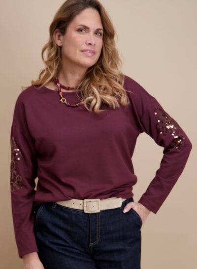 Sweater met pailletten op de mouw