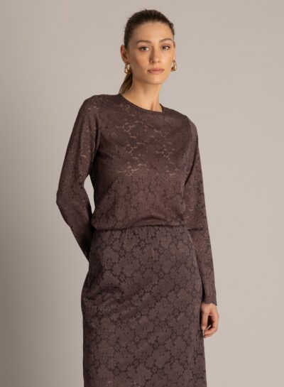 Kanten longsleeve met lange mouwen