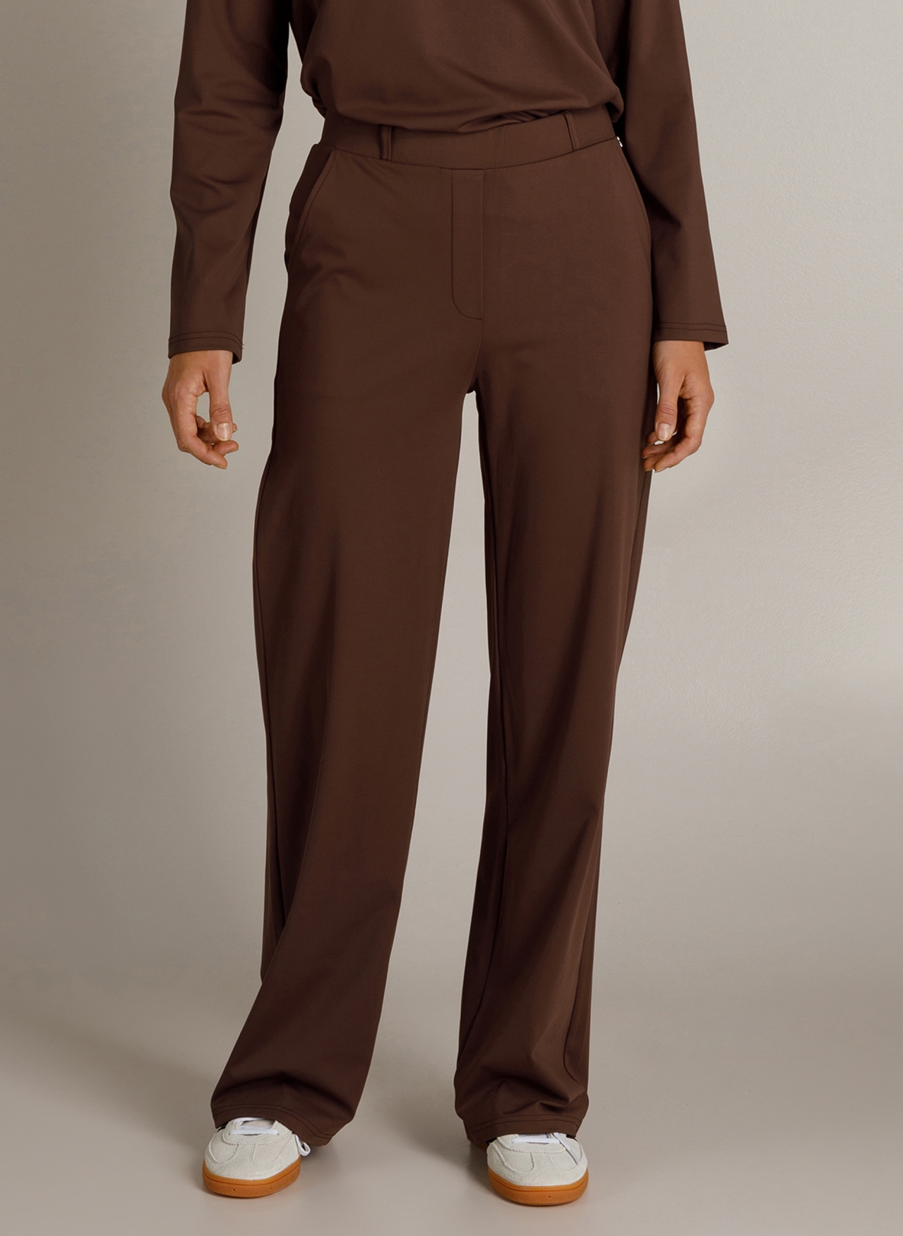 Travelstof pantalon met rechte pijpen ivy beau