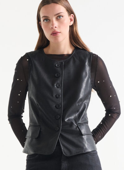Zwart leatherlook gilet
