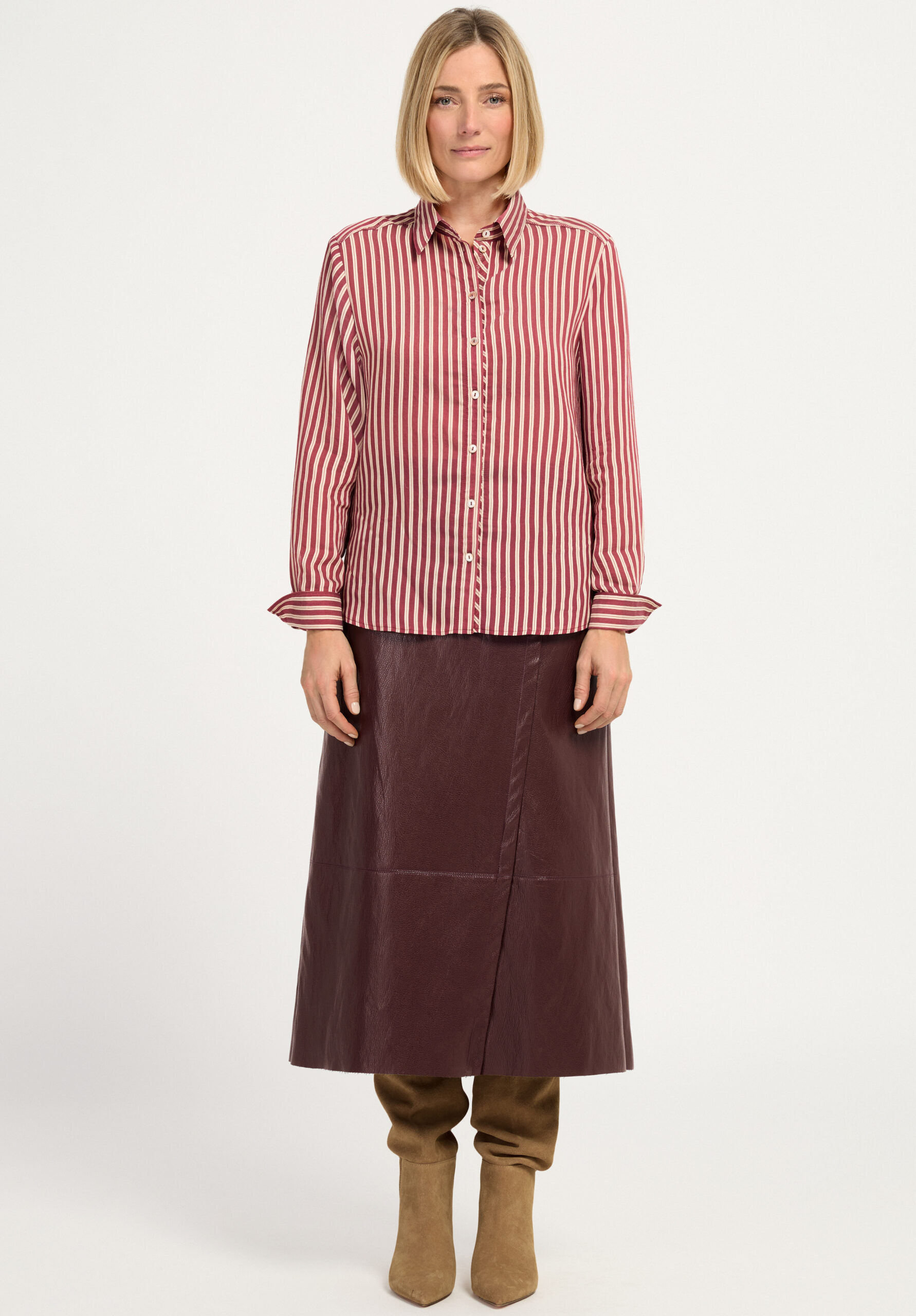 Gestreepte blouse met kraag - Afbeelding 2