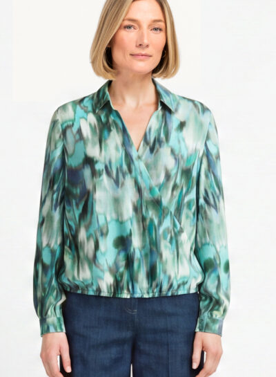 Blouse met V-hals en kraag