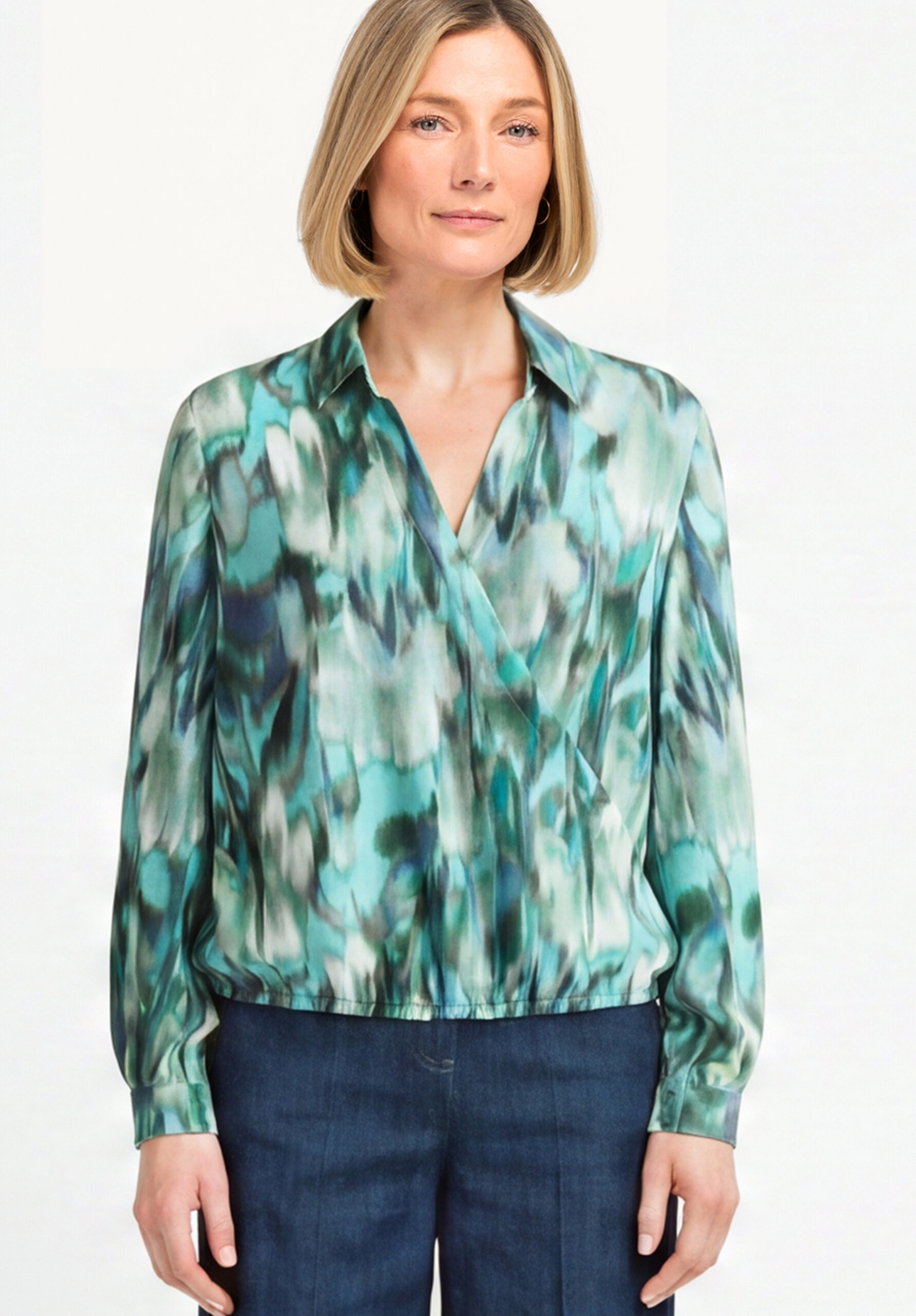 Blouse met V-hals en kraag bianca