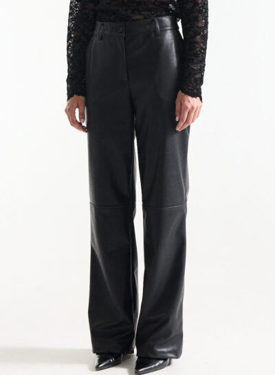 Zwarte leatherlook broek