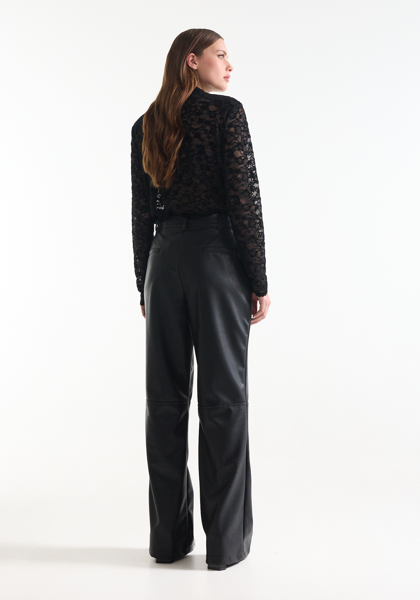 Zwarte leatherlook broek - Afbeelding 3