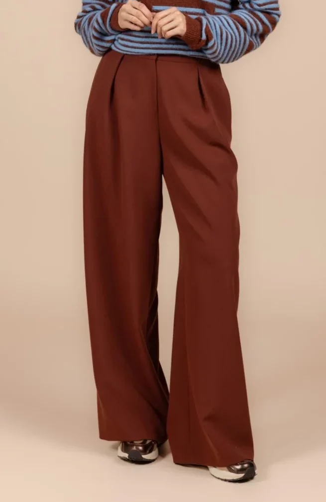 Wijde geklede broek met hoge taille four roses