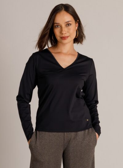 Travelstof longsleeve met glitterdetail