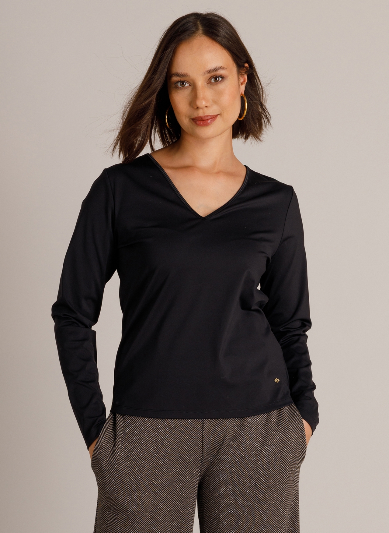 Travelstof longsleeve met glitterdetail yest