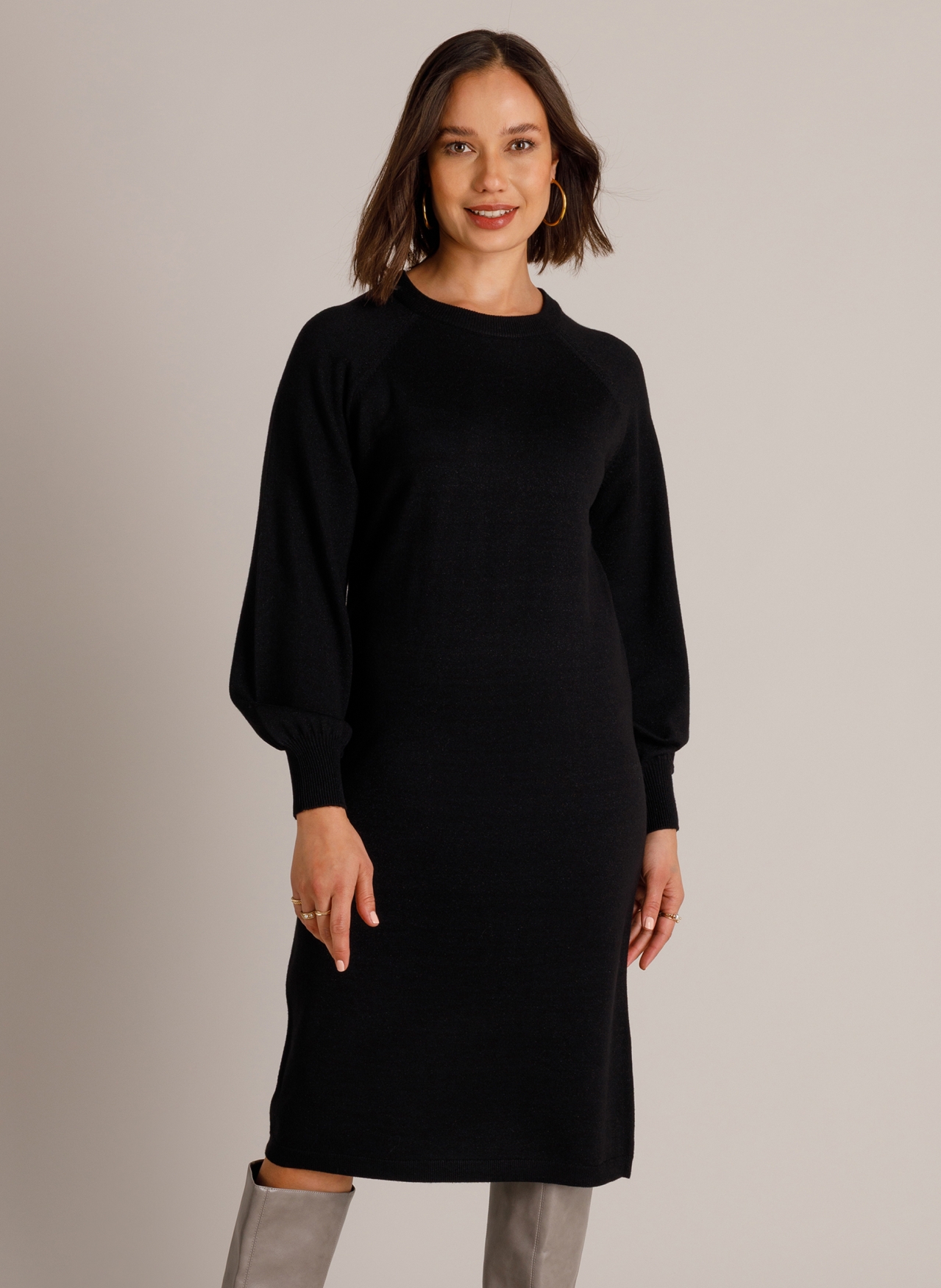 Gebreide jurk met ceintuur en glitter - Afbeelding 3