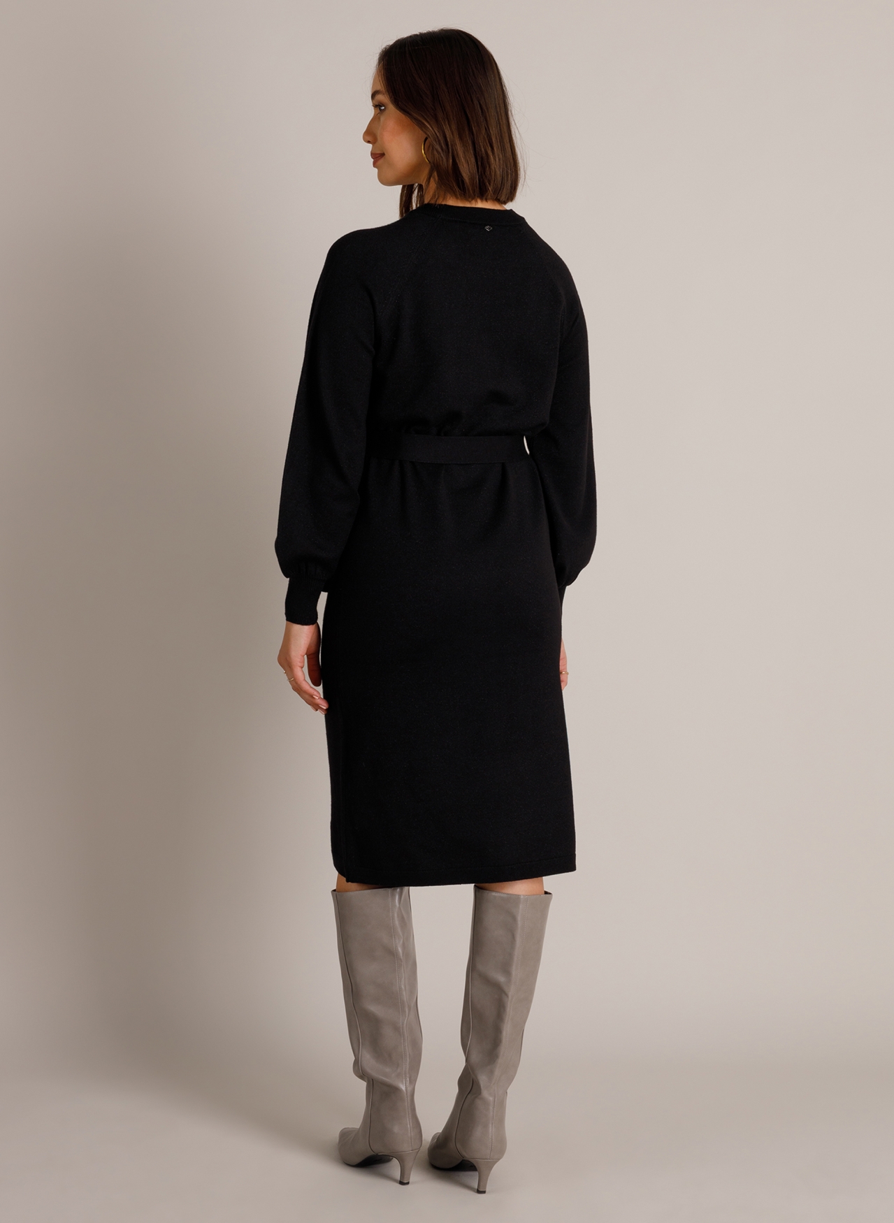 Gebreide jurk met ceintuur en glitter - Afbeelding 2
