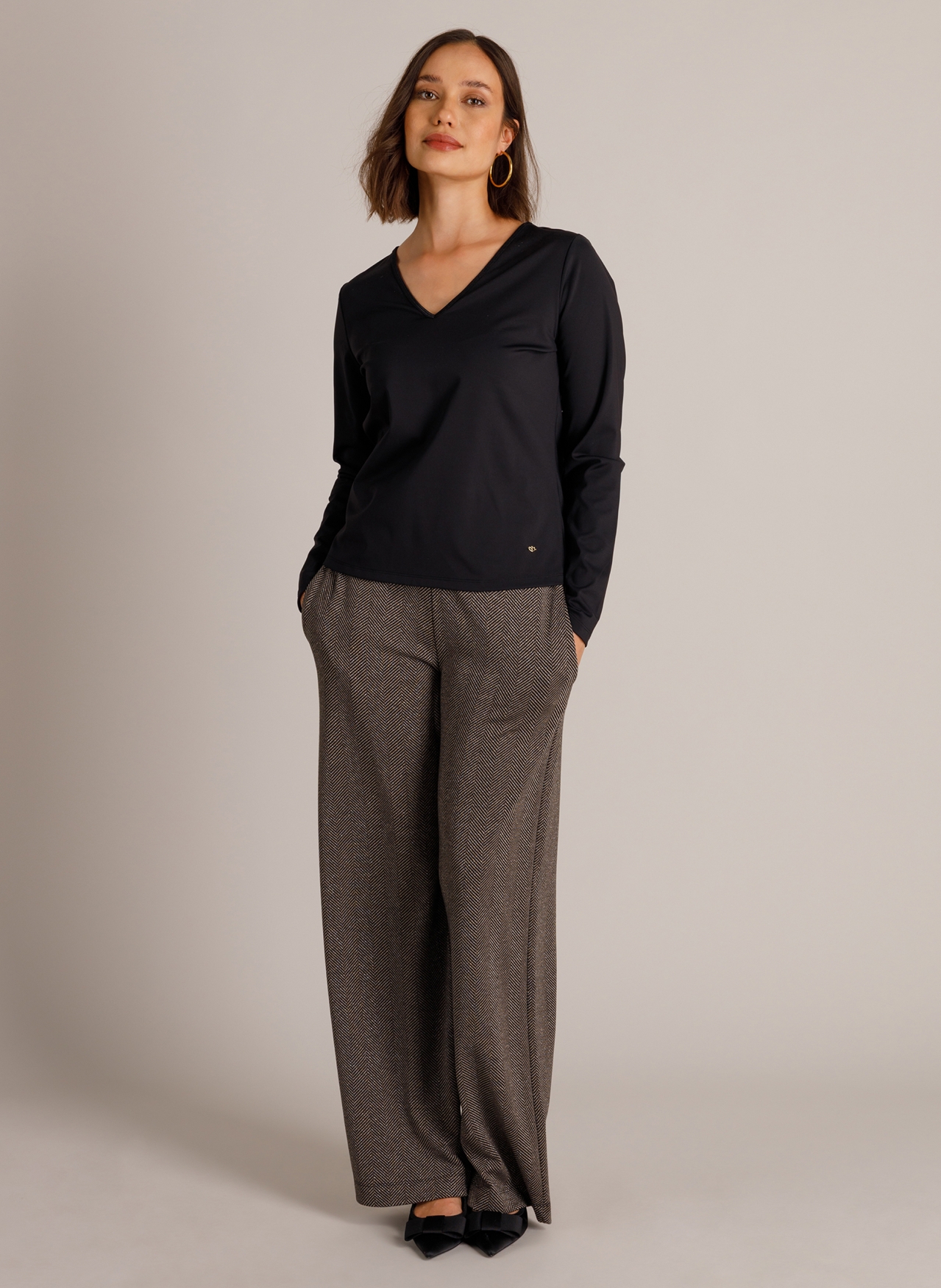 Travelstof longsleeve met glitterdetail - Afbeelding 2