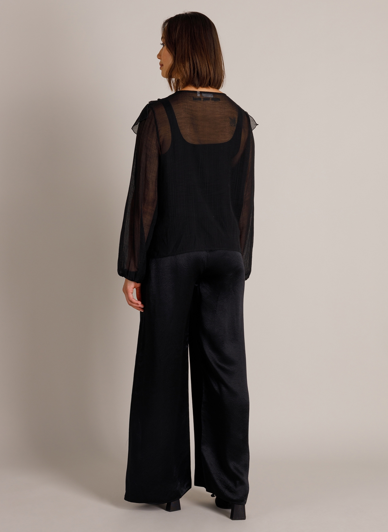 Satijnen wide leg broek - Afbeelding 4