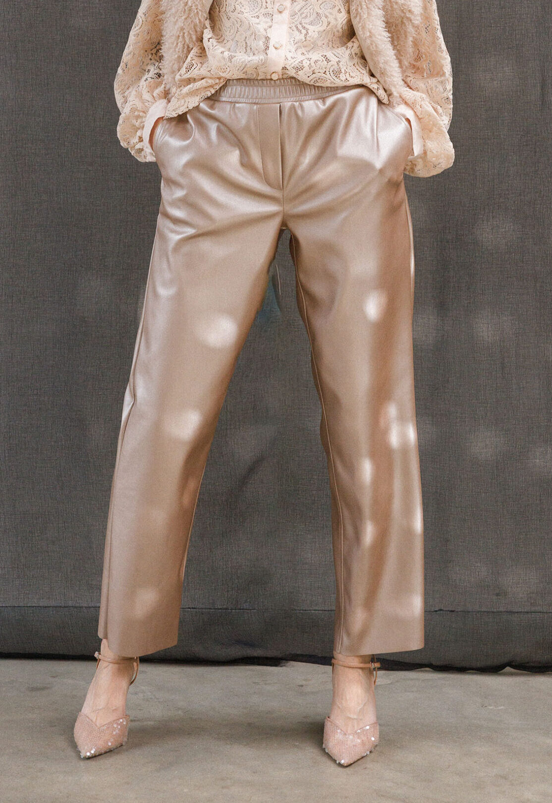 PU broek met elastische taille yest
