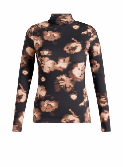 Aansluitende top met bloemenprint en turtle neck