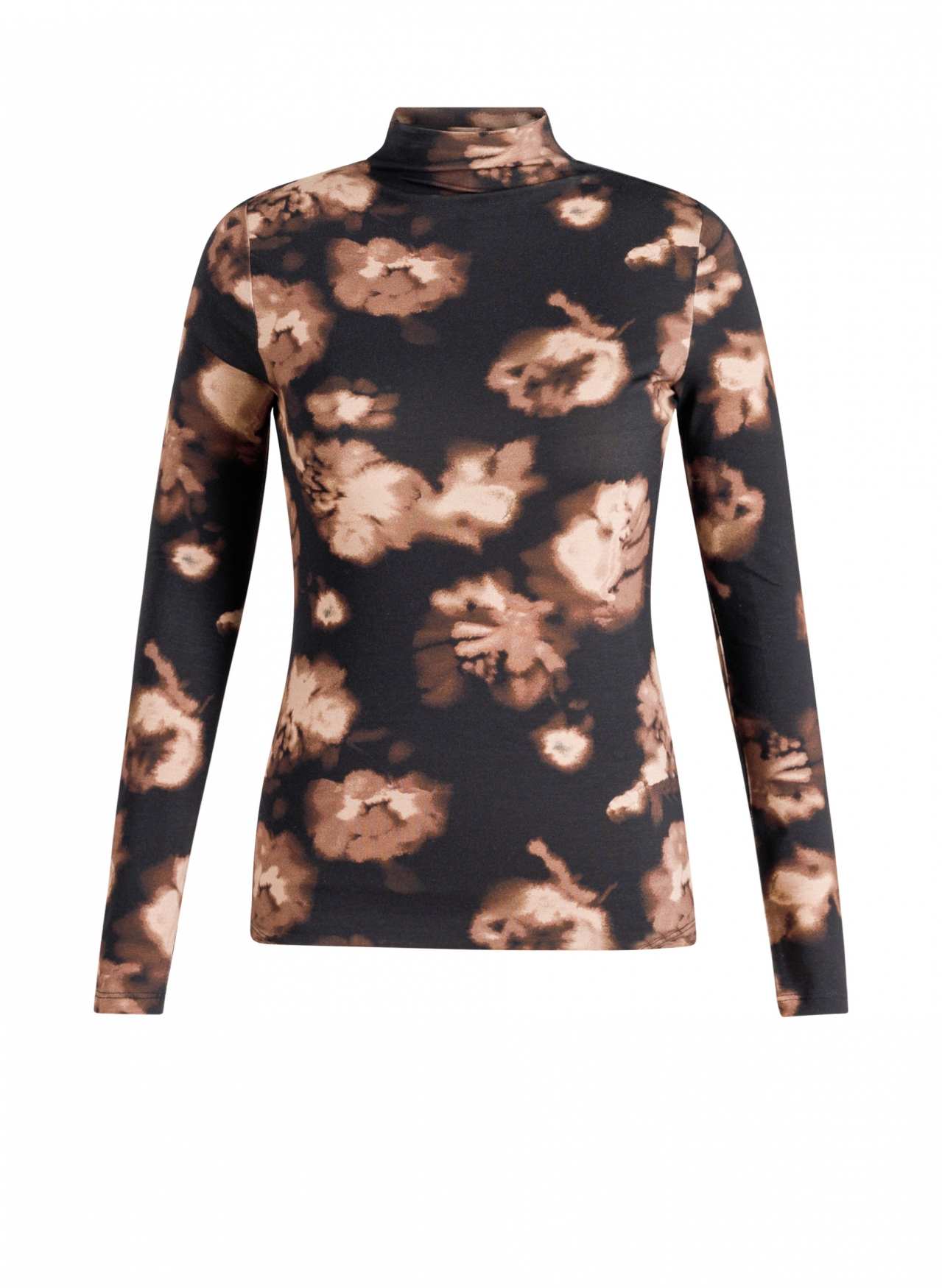 Aansluitende top met bloemenprint en turtle neck yest