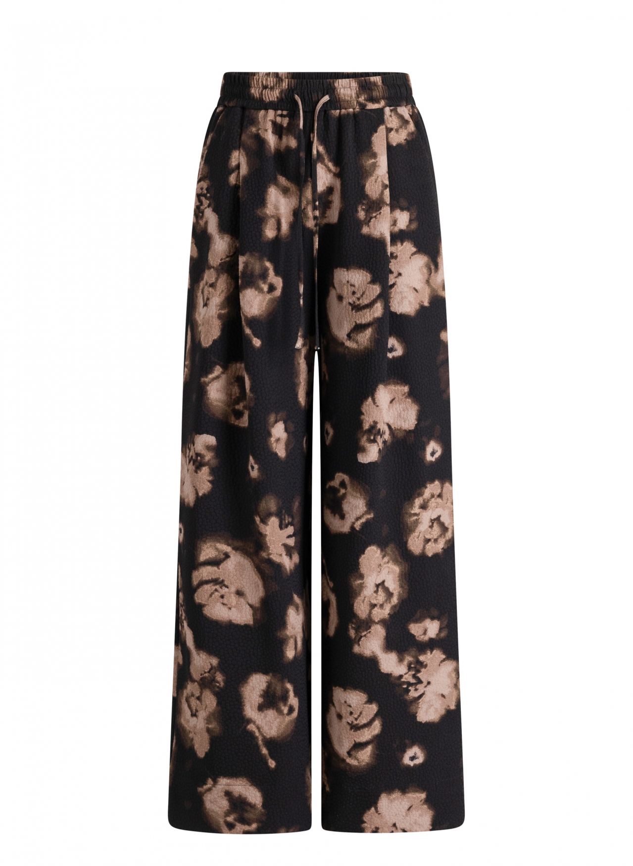 Wijde broek met bloemenprint en structuur - Afbeelding 6