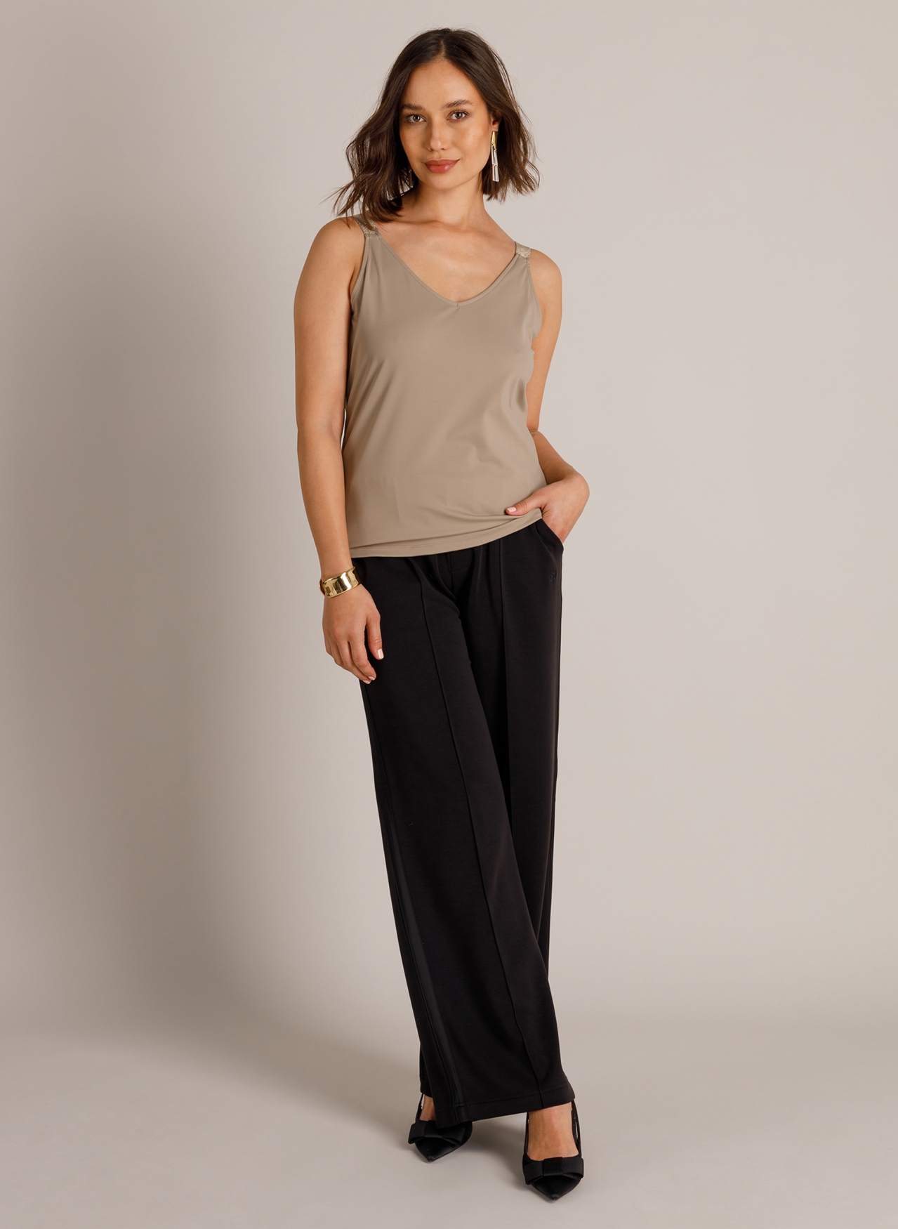 Travelstof singlet met glitterbandjes - Afbeelding 2