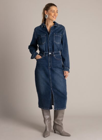 Donkerblauwe jeansjurk