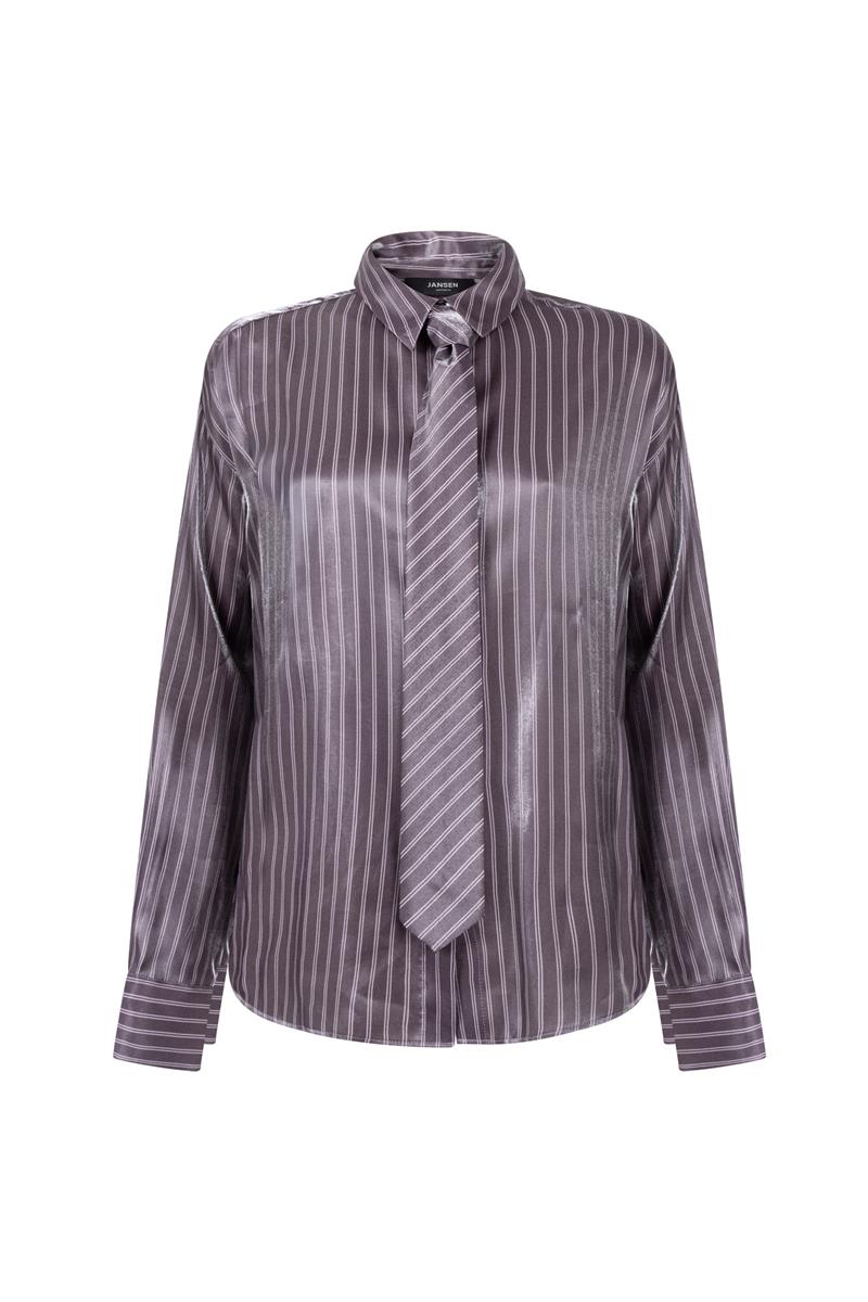 Paarse blouse met glanzende finish - Afbeelding 7