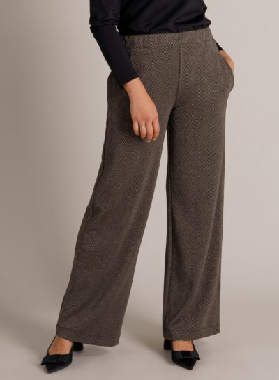 Wijde jersey broek met visgraatdessin