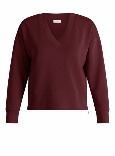 Dames sweater met V-hals en zijrits