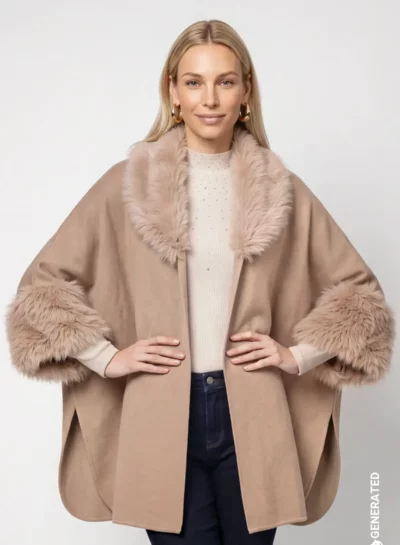 Cape met bontapplicaties